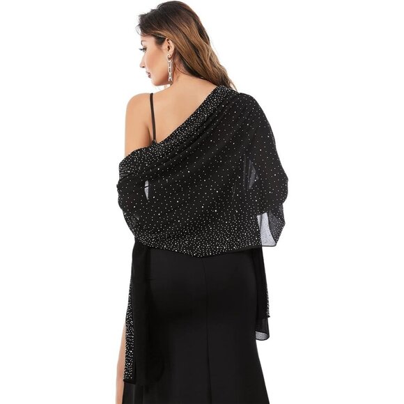 Gzcvba Sheer Chiffon Shawls & Wraps for Evening Dresses Elegant Soft Sparkly - Picture 2 of 9